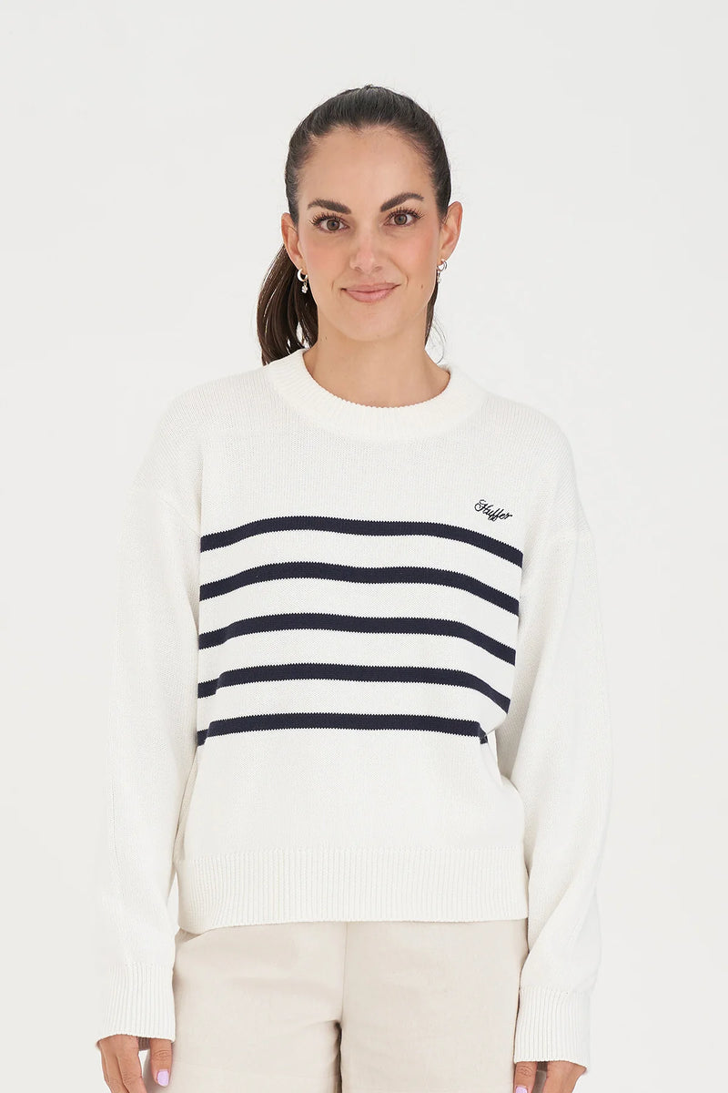 Classic Knit Crew - Navy/Chalk