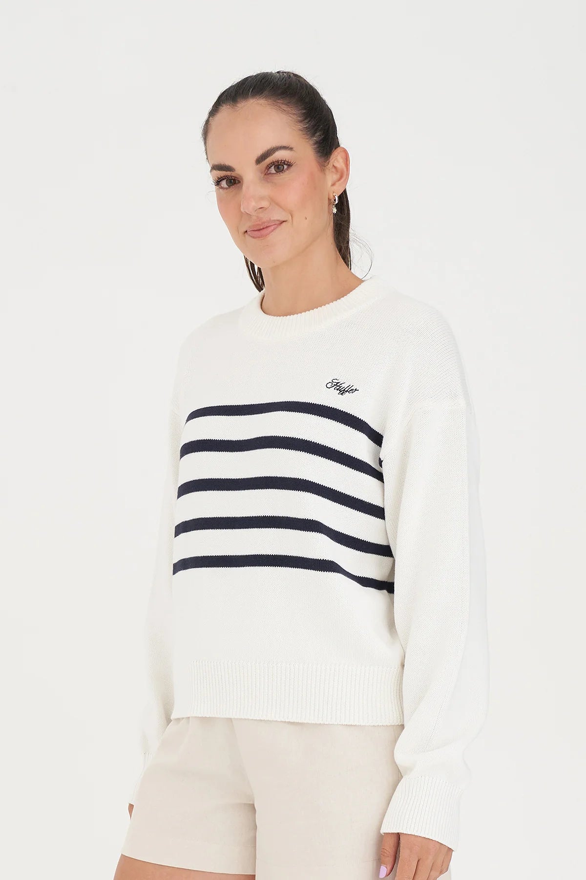 Classic Knit Crew - Navy/Chalk