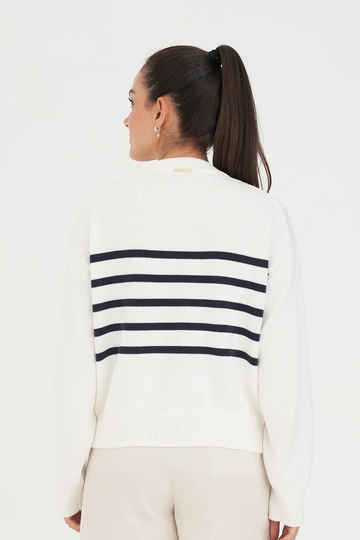 Classic Knit Crew - Navy/Chalk