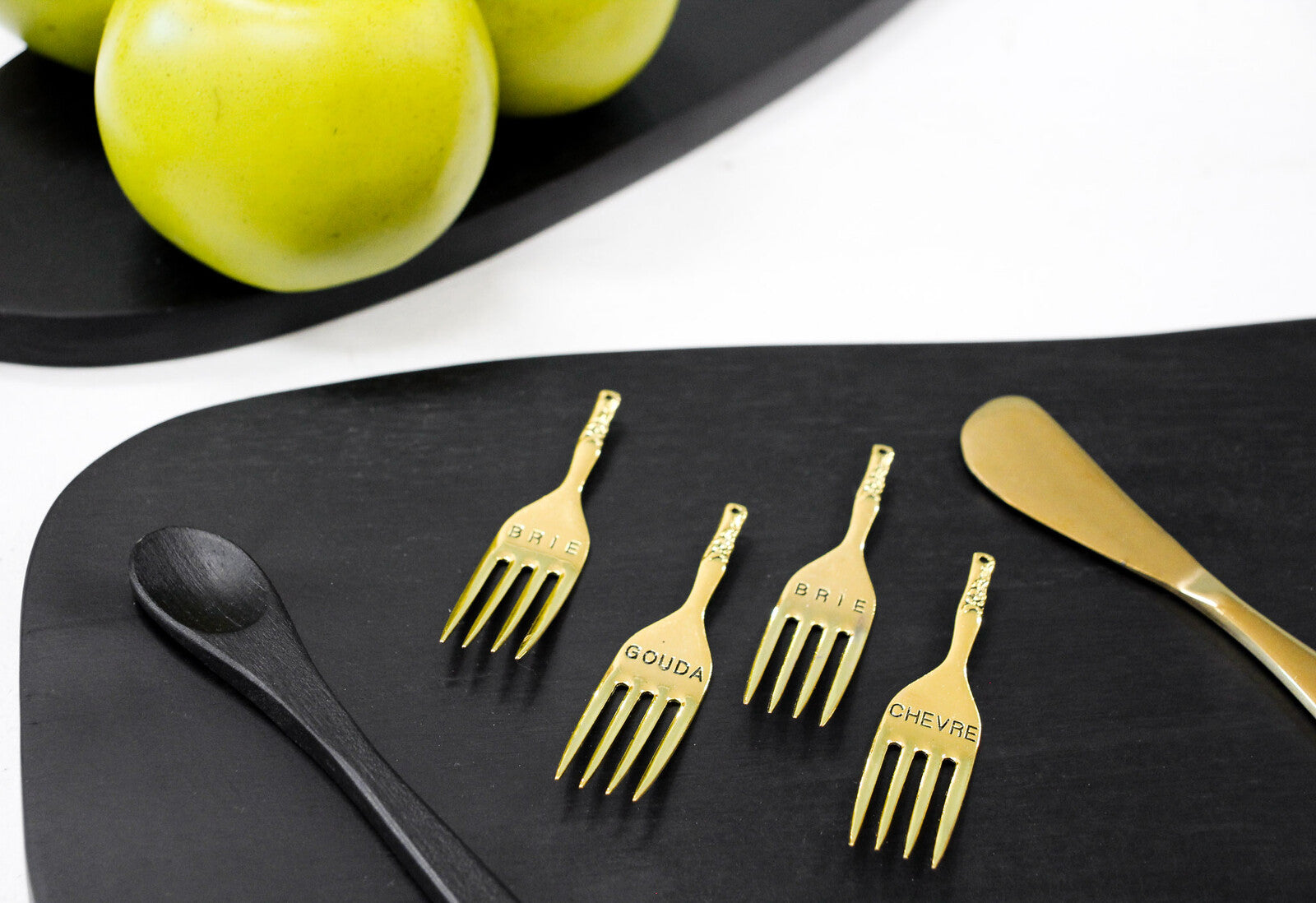 Spreader and Cheese Fork Set Brass