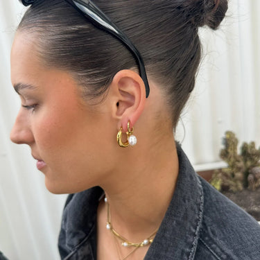 After Dark Pearl Hoop Earrings