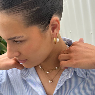 After Dark Pearl Hoop Earrings
