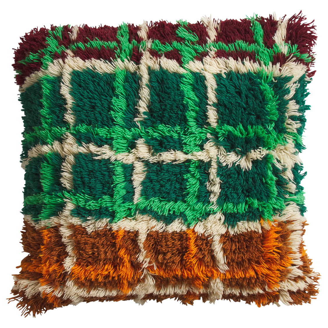Karina Shag Cushion - Verdant Feather Insert - Sage x Clare