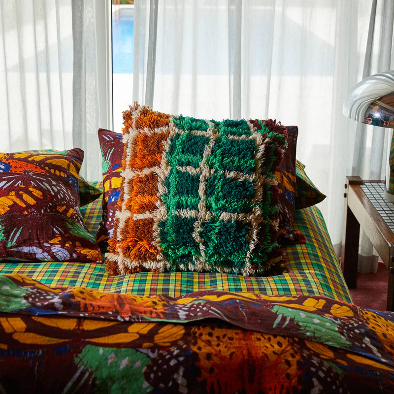 Karina Shag Cushion - Verdant Feather Insert