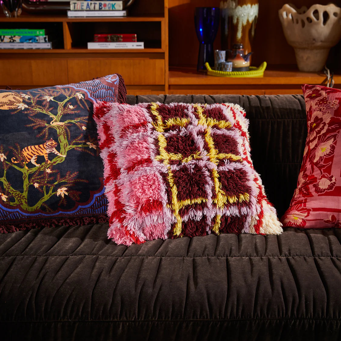 Karina Shag Cushion - Rosewood