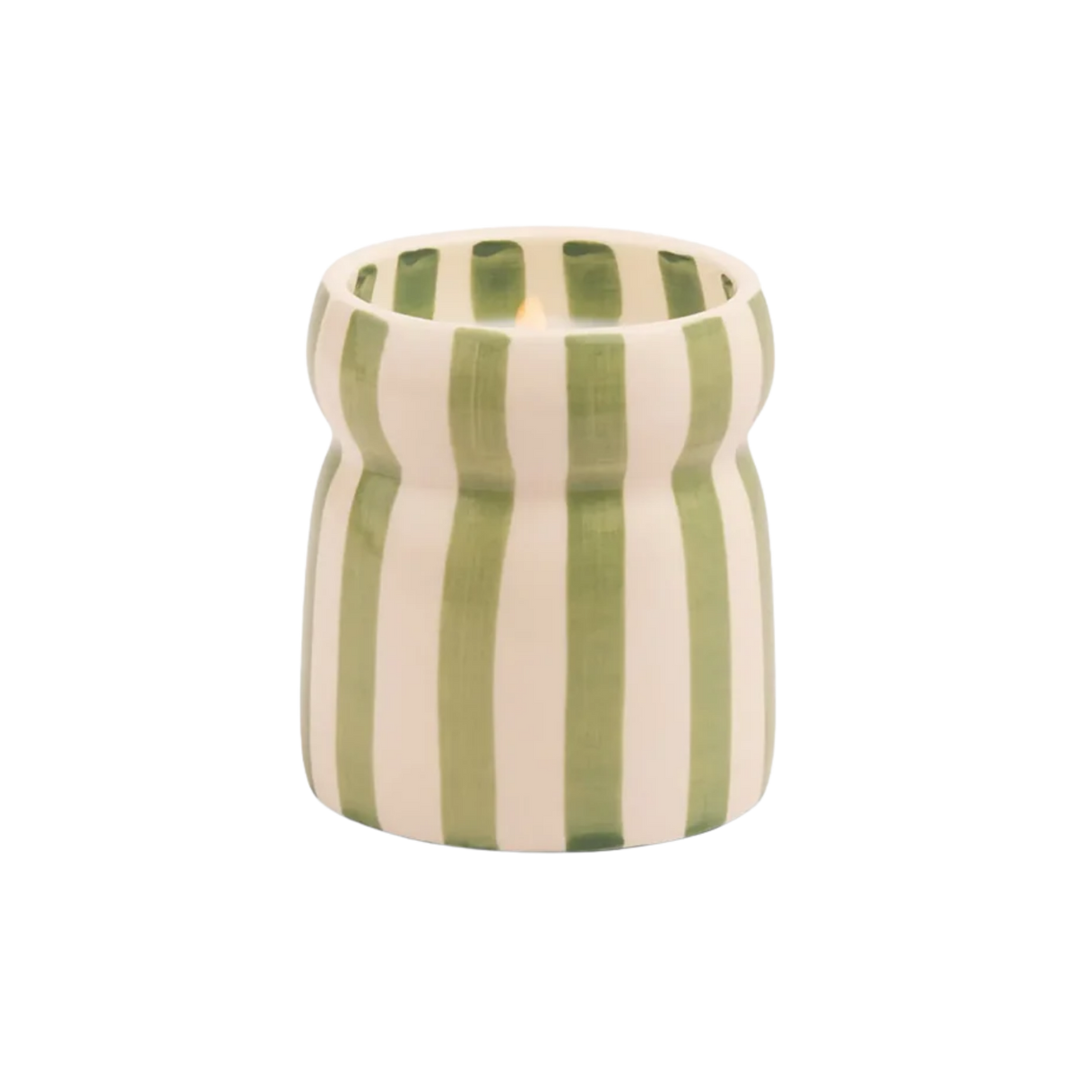 Cabana Sage Striped Ceramic Candle - Bora Bora 184g