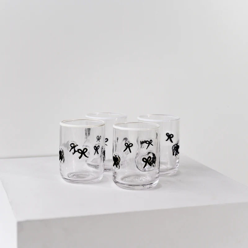 Black Bow Icon Glass – Set of 4