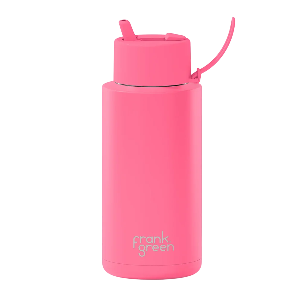 34oz Stainless Steel Ceramic Reusable Bottle with Straw Lid