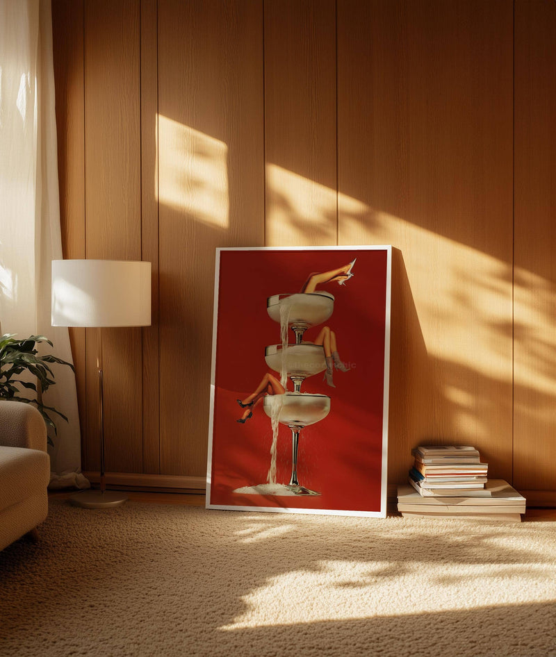 Cocktail Vintage, Champagne | Framed Art 11x14 In