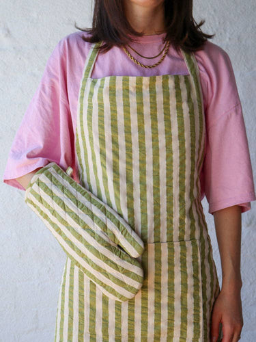 Pistachio Seersucker Apron