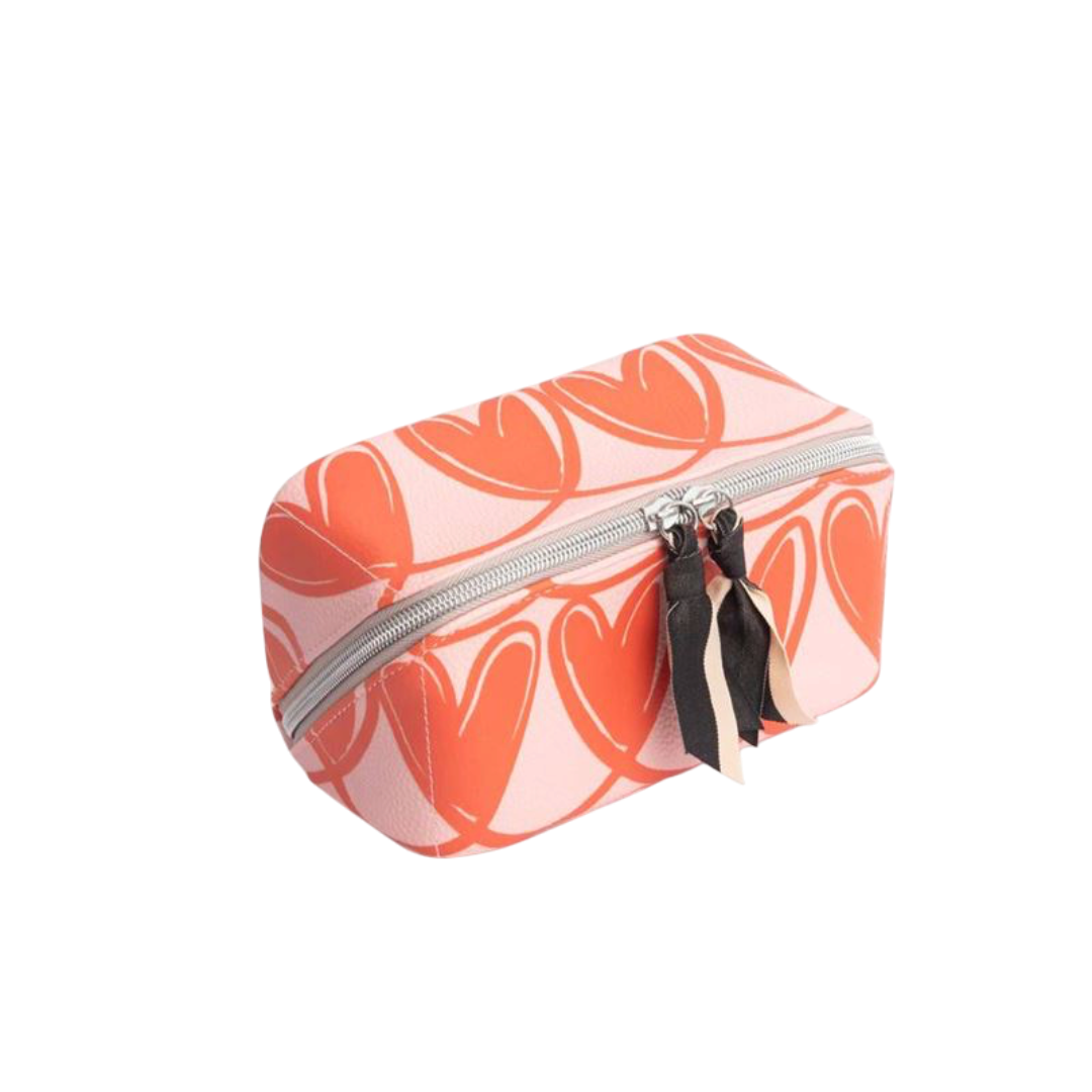 Pink Linked Hearts - Diagonal Cosmetic Bag