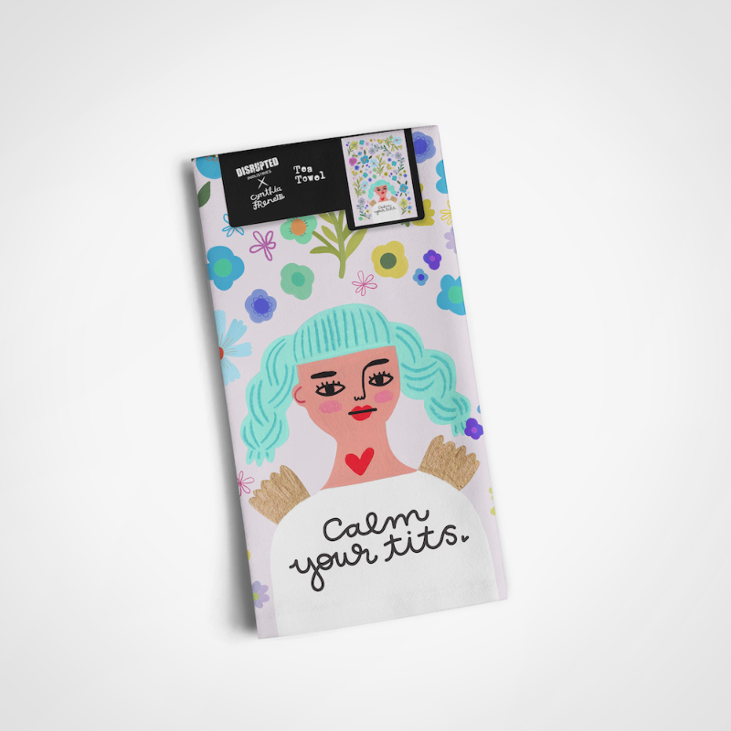 Calm Your Tits Grumpy Angel Dish Towel