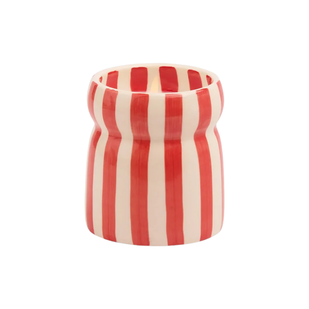 Cabana Red Striped Ceramic Candle - Hibiscus Bay 184g