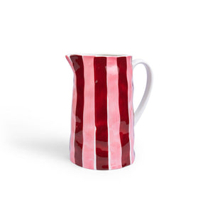 Medium Jug - Burgundy and Pink Stripe
