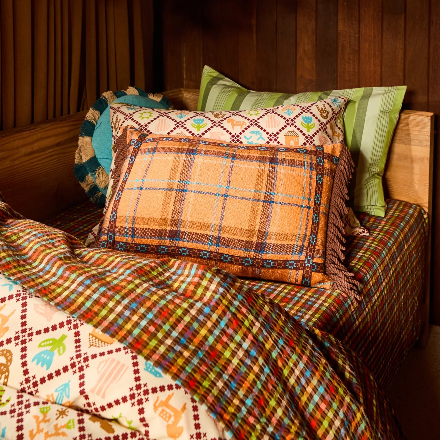 Frances Woven Cushion - Citrine Feather Insert