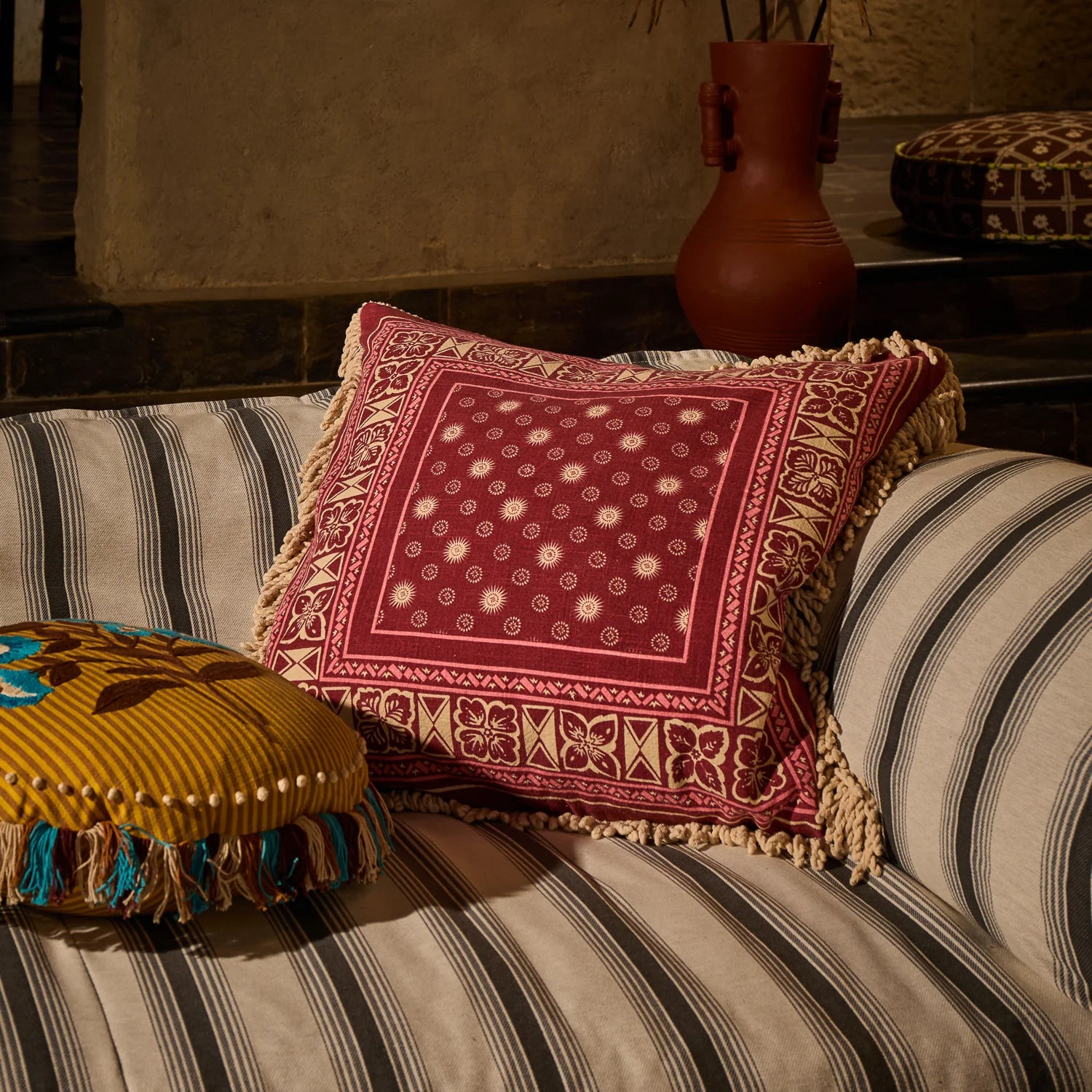 Odessa Reversible Cushion - Poppy Feather Insert