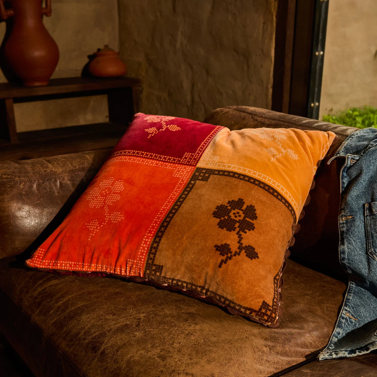 Bonny Reversible Velvet Cushion - Sienna Feather Insert