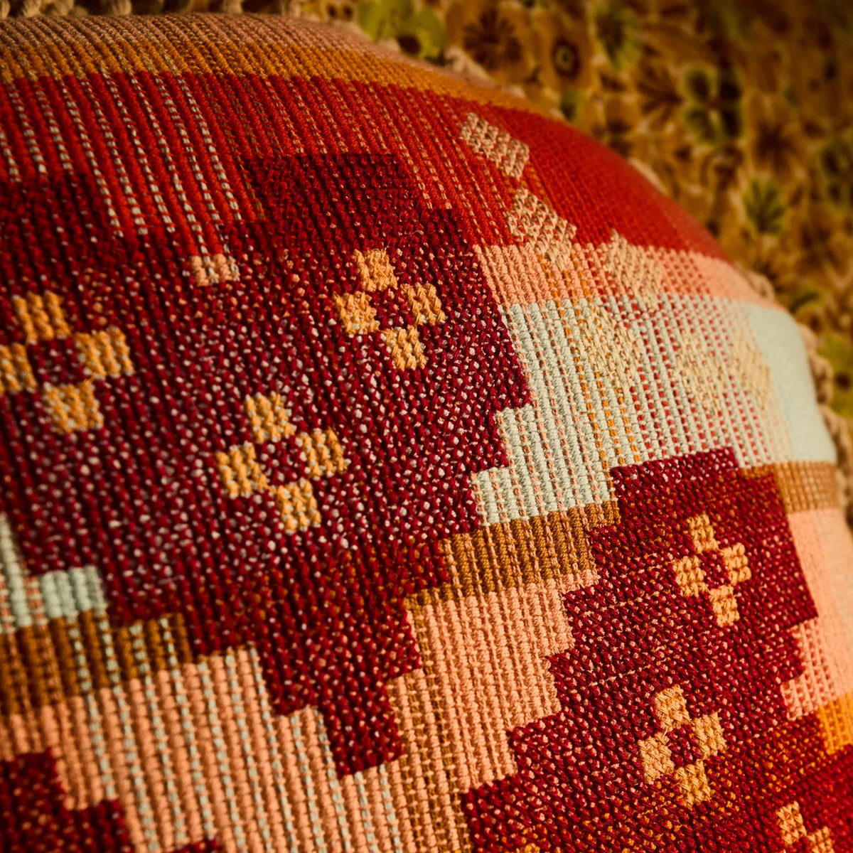 Shiloh Cross-Stitched Embroidered Cushion Feather Insert