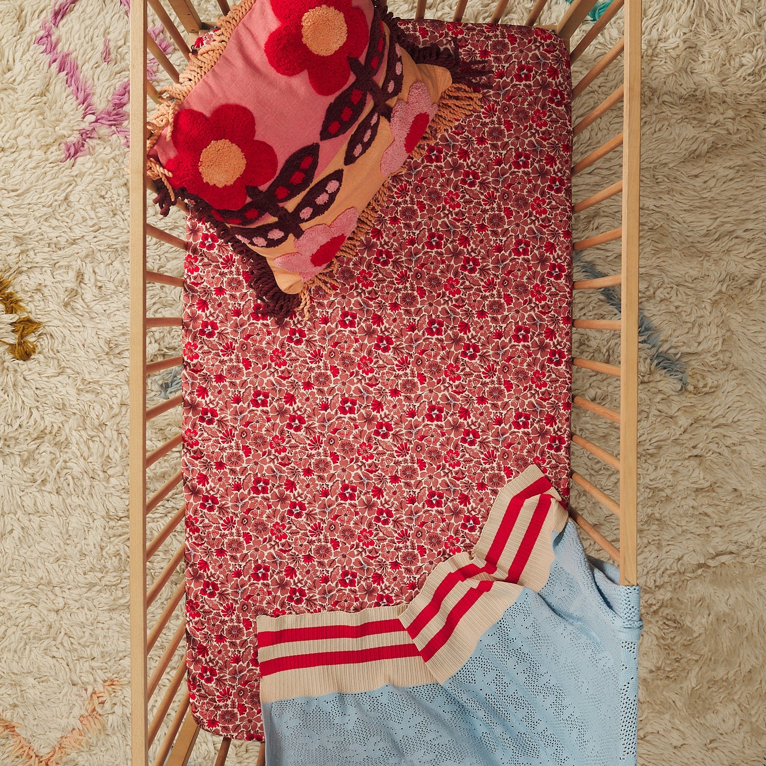 Magnolia Cotton Sheets - Poppy Flat Sheet