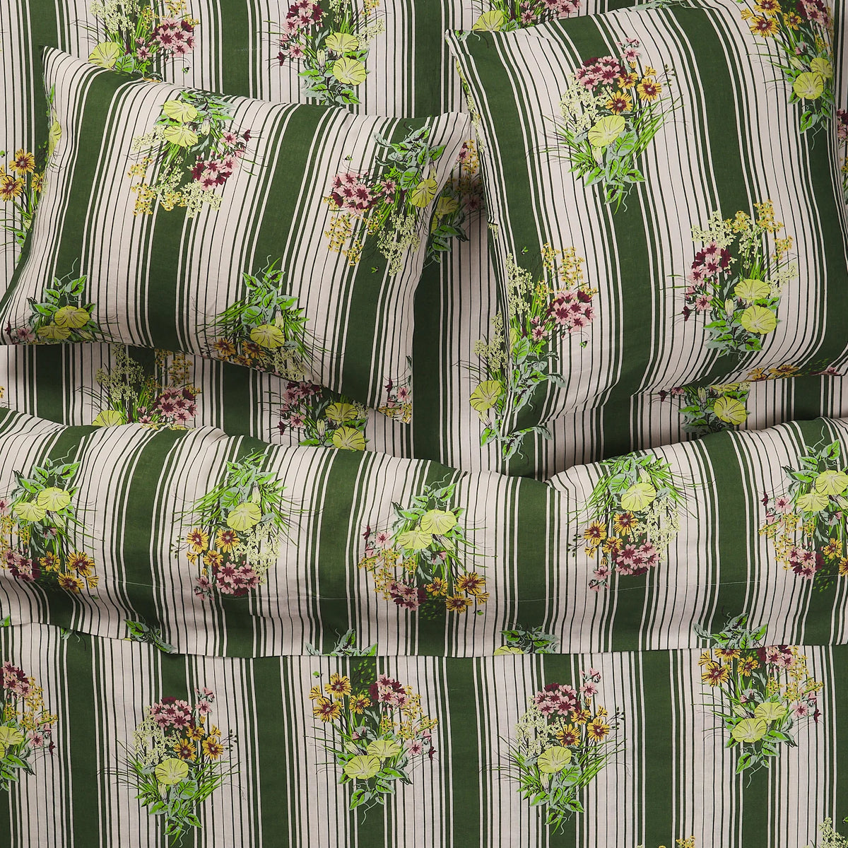 Dempsey Linen Sheets - Hunter Green Flat Sheet