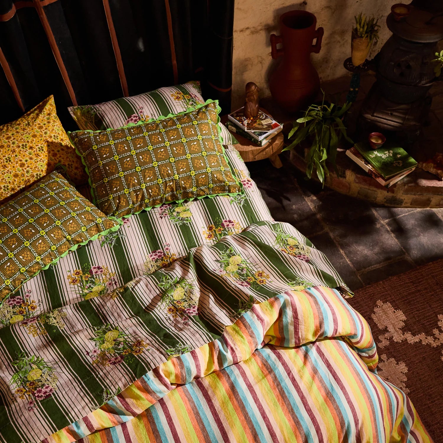 Dempsey Linen Sheets - Hunter Green Flat Sheet