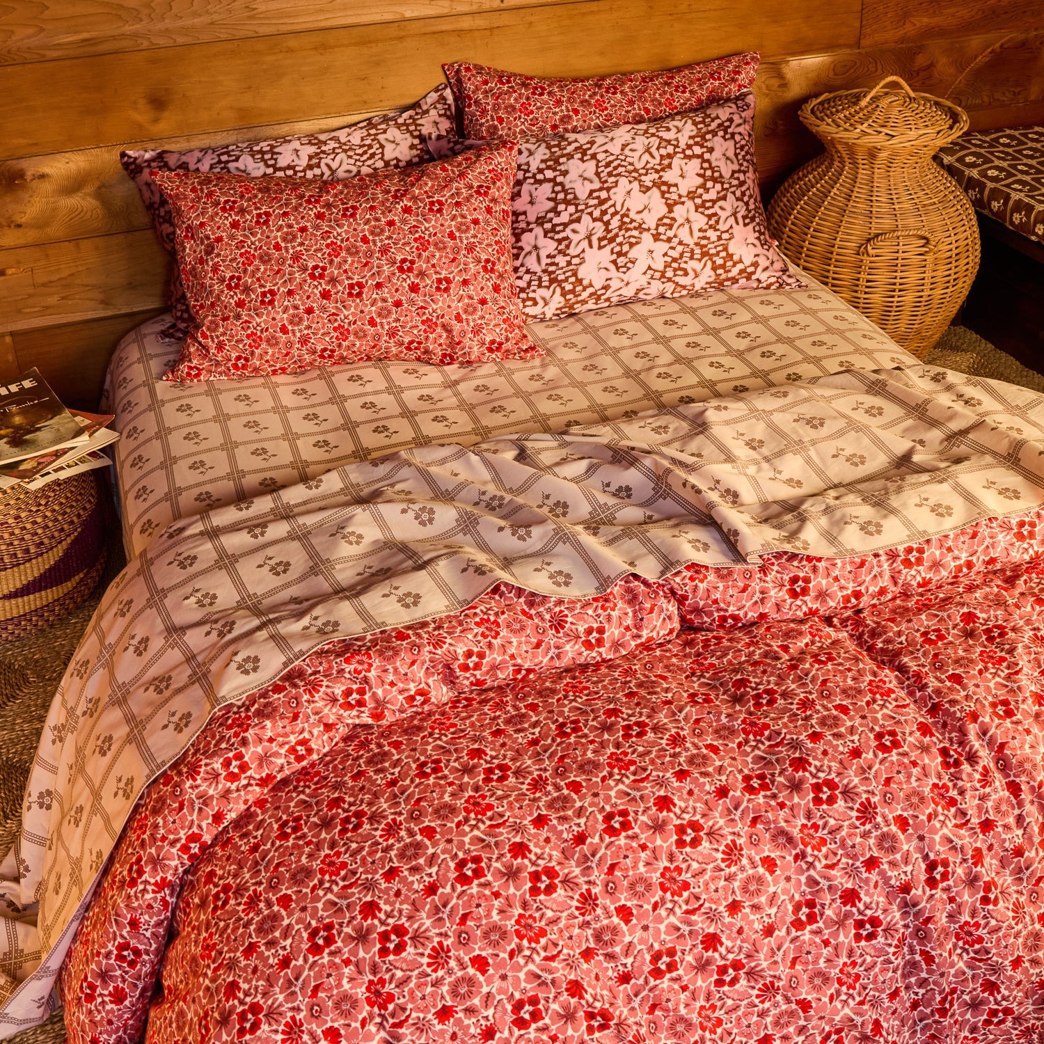 Magnolia Cotton Pillowcase Set - Poppy