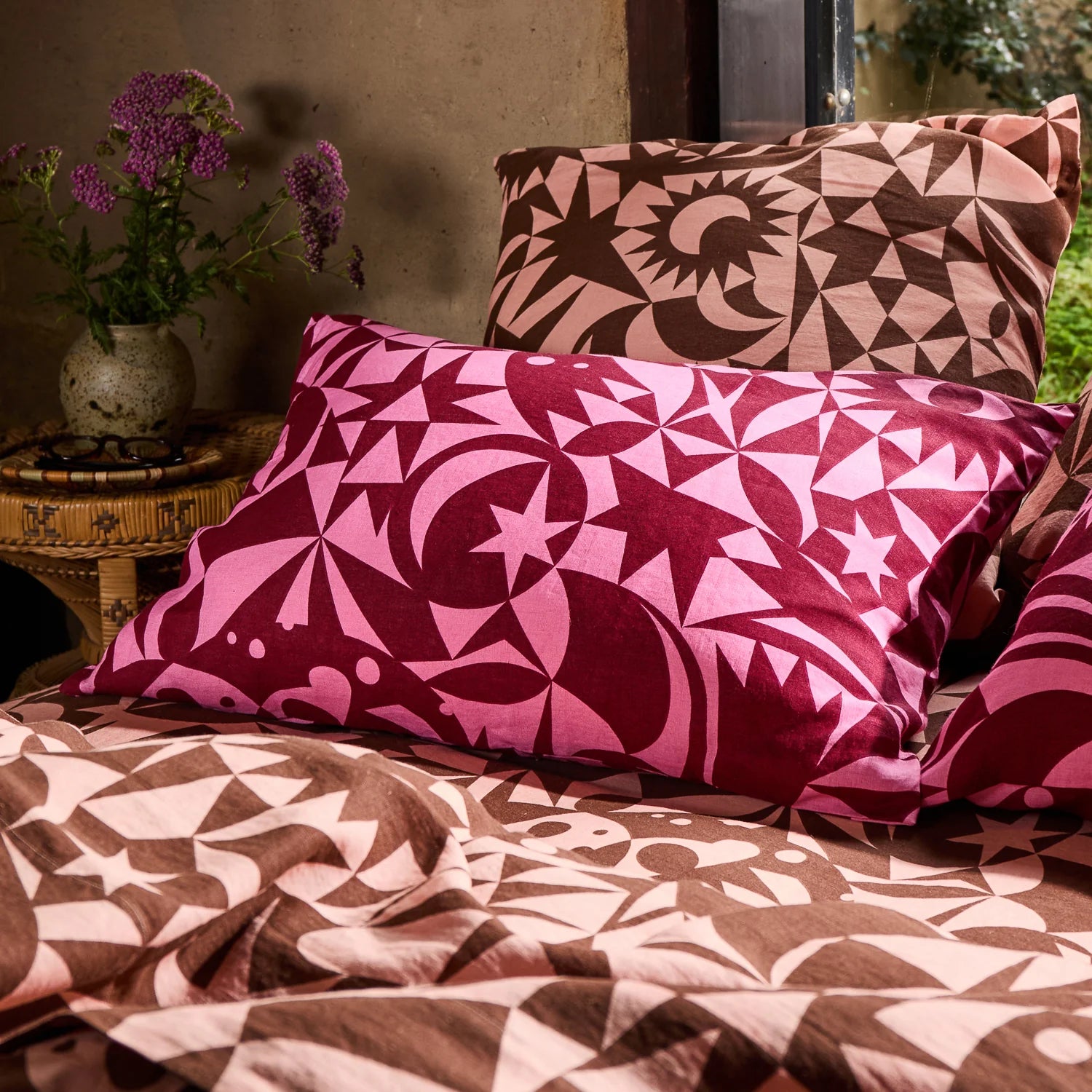 Nora Linen Pillowcase Set - Dahlia