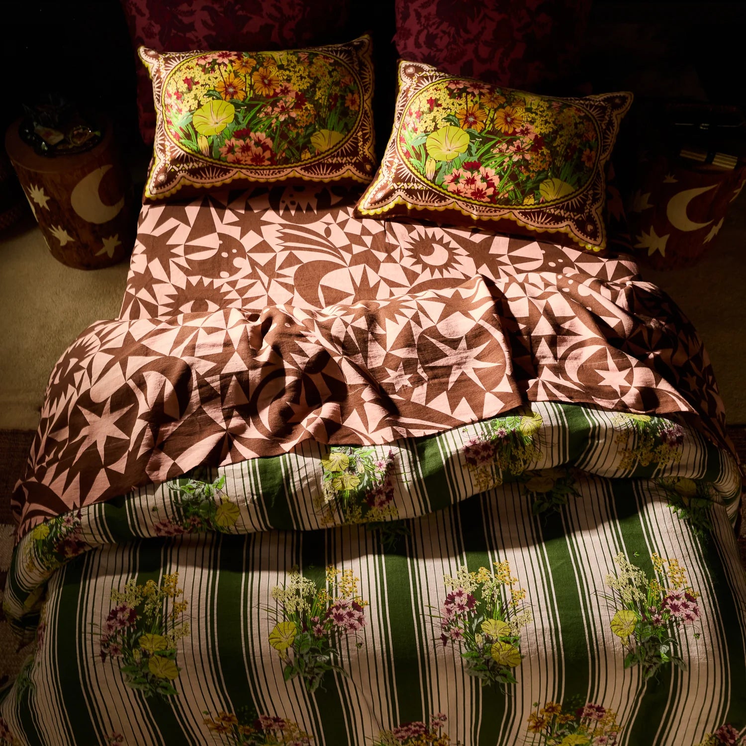 Dempsey Linen Quilt Cover - Hunter Green
