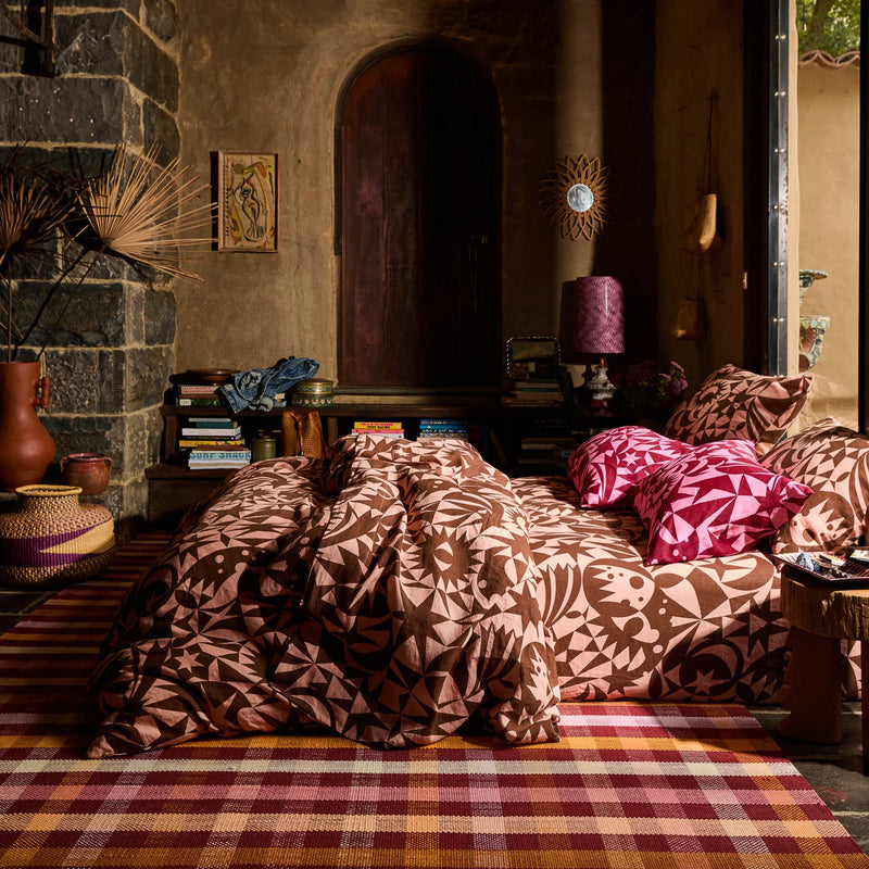 Nora Linen Quilt Cover - Carnelian