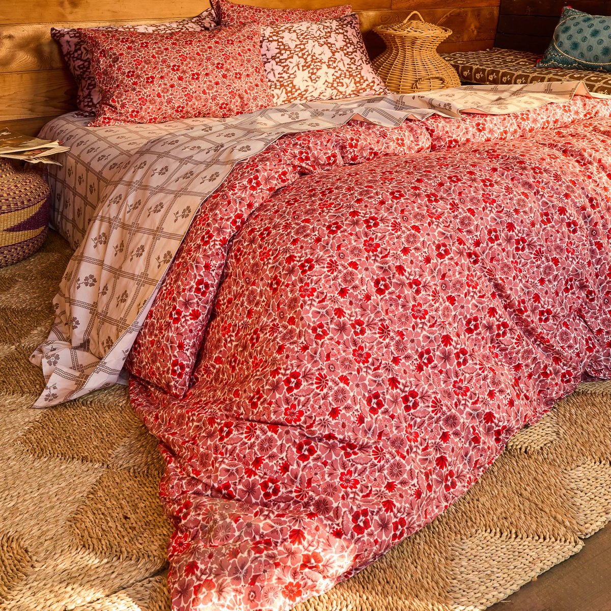 Magnolia Cotton Quilt Cover - Poppy