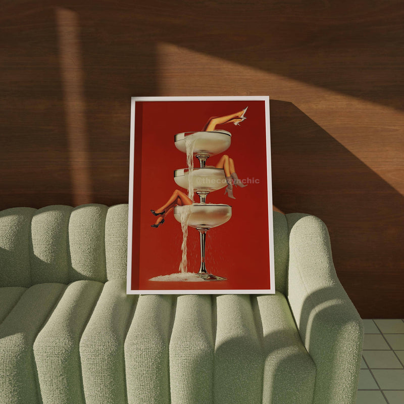 Cocktail Vintage, Champagne | Framed Art 11x14 In