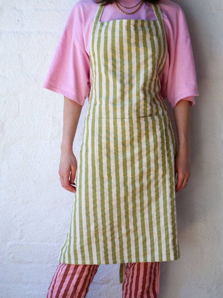 Pistachio Seersucker Apron