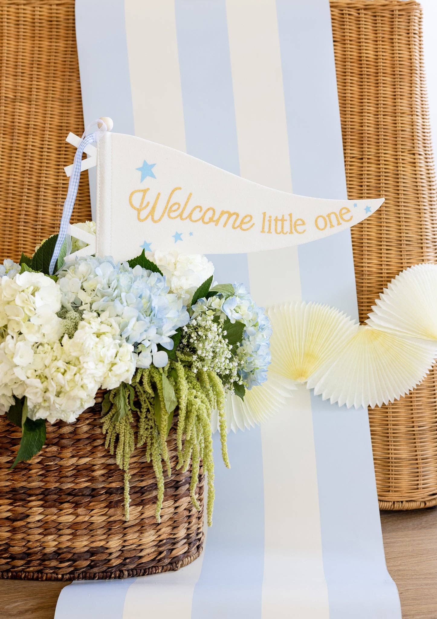 Welcome Little One Blue Pennant