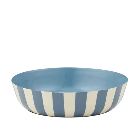 Linear Metal Bowl 30x7cm Ivory/Blue