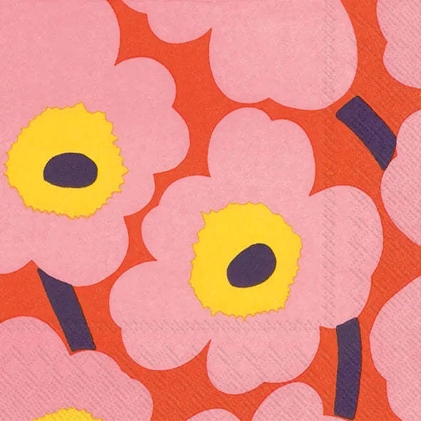 Luncheon Marimekko Unikko Rose Orange Napkins 20pk