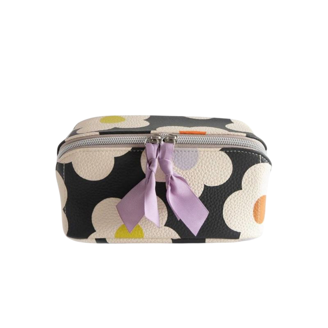 Multi Flower Charcoal - Diagonal Cosmetic Bag