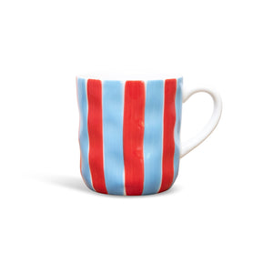 Mug - Cornflower Blue and Red Stripe