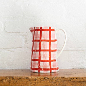 Medium Jug - Rose Pink & Red Gingham