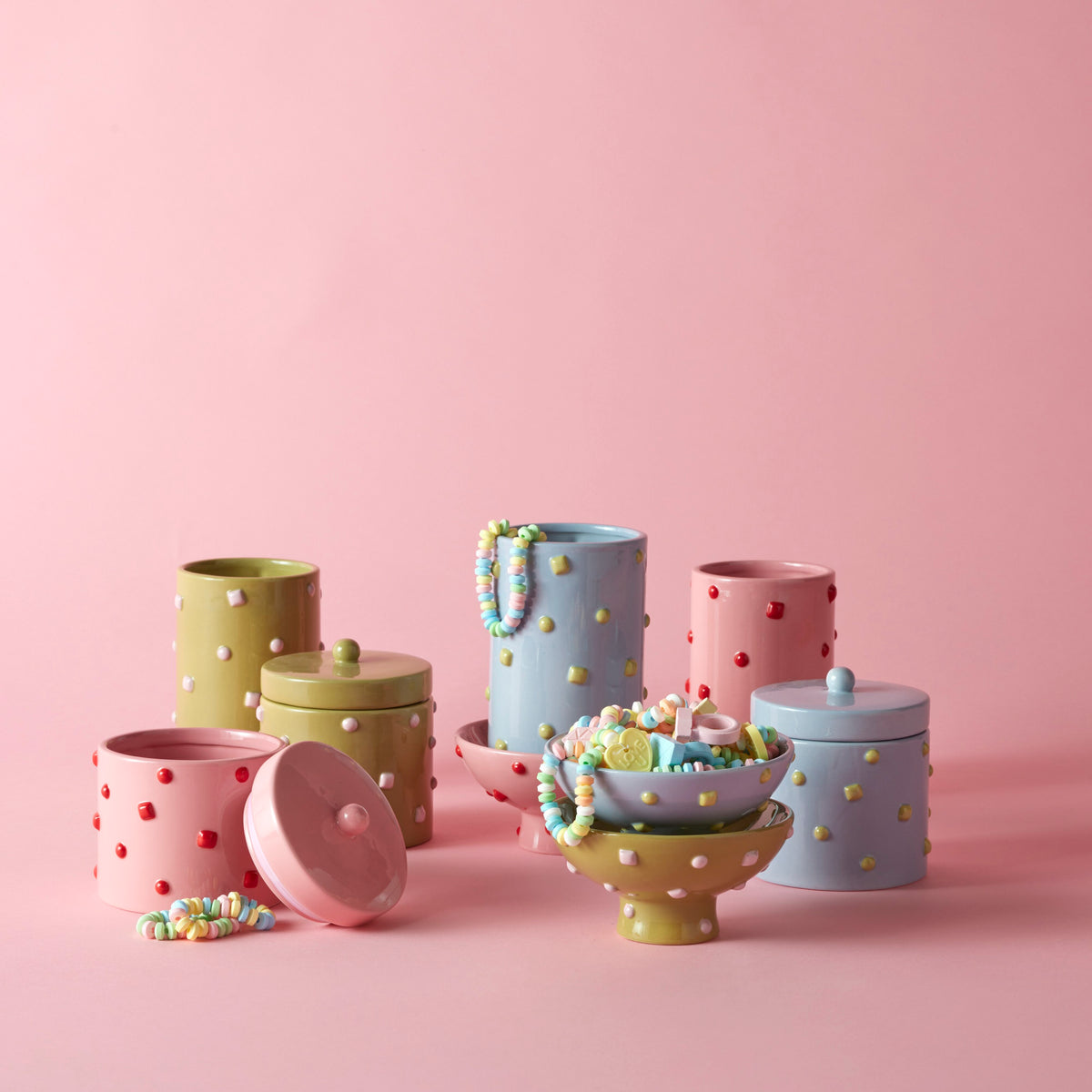 Bejewel Canister Pink & Red