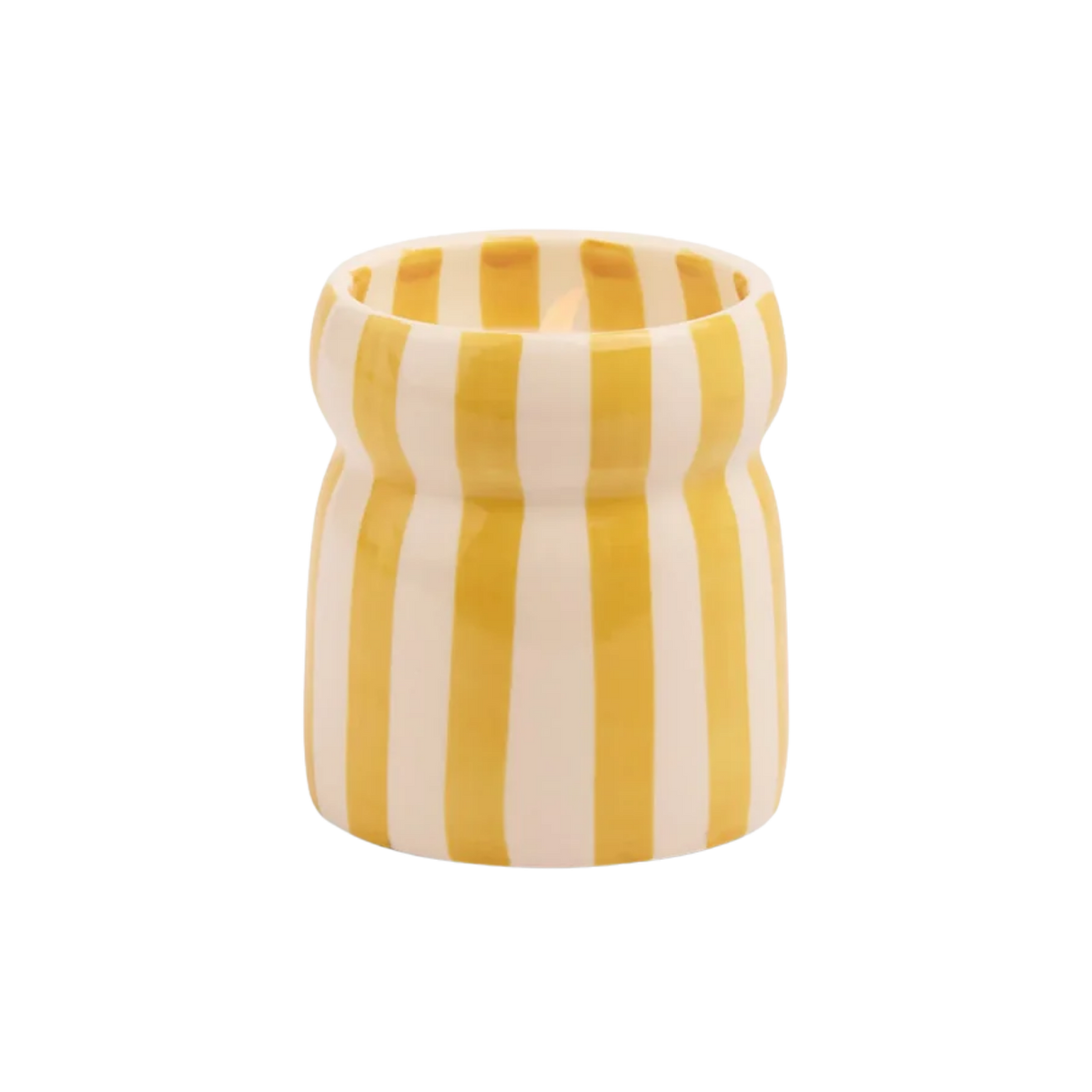 Cabana Ochre Striped Ceramic Candle - Gold Coast 184g