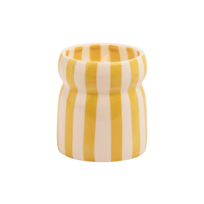 Cabana Ochre Striped Ceramic Candle - Gold Coast 184g