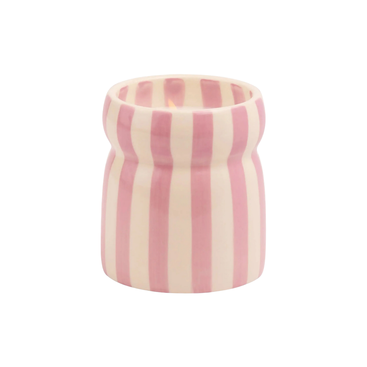 Cabana Lavender Striped Ceramic Candle - Grecian Sand 184g