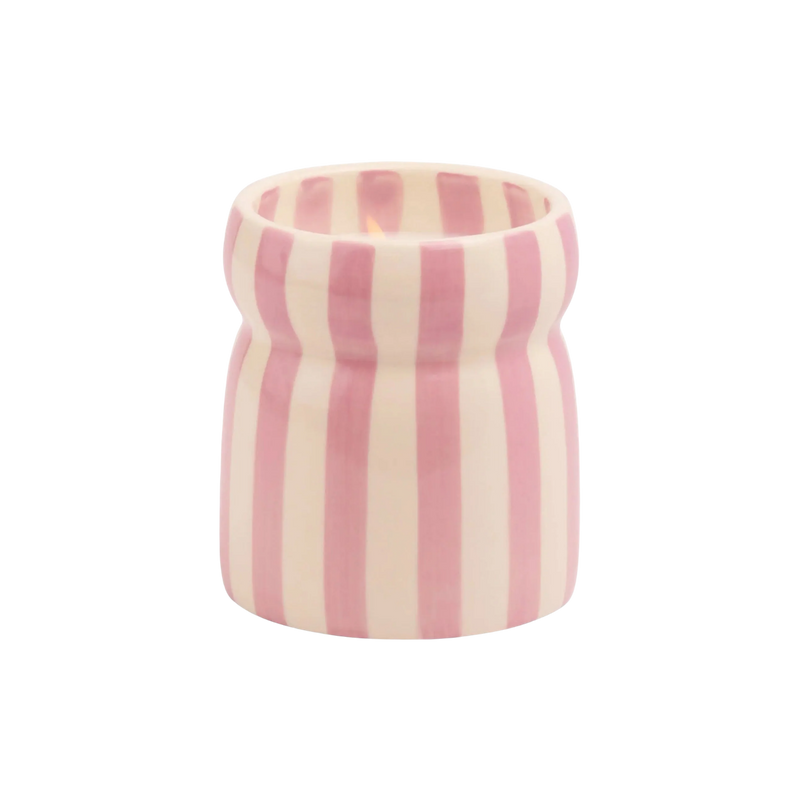 Cabana Lavender Striped Ceramic Candle - Grecian Sand 184g
