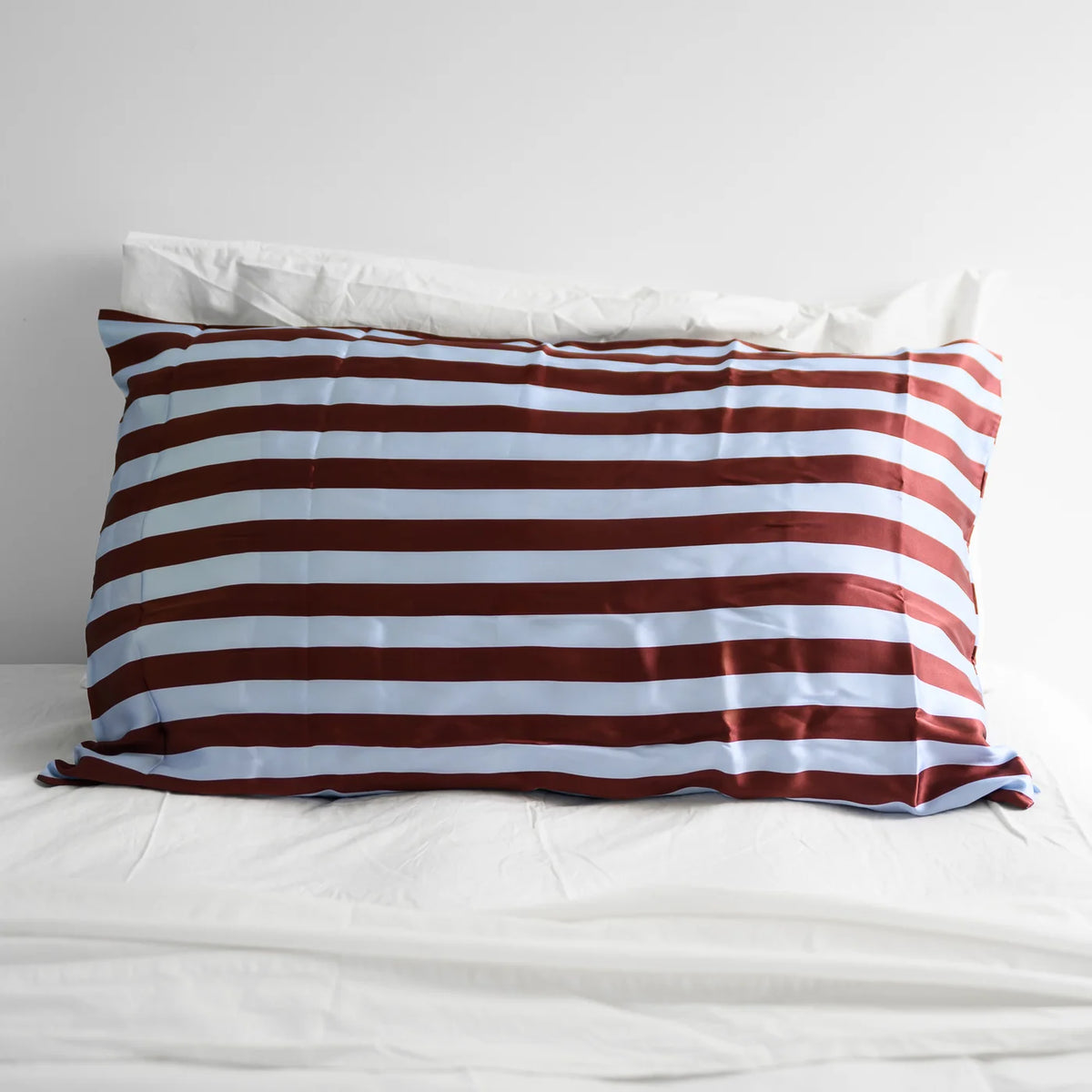Silk Pillowcase Cocoa & Sky Blue Stripe