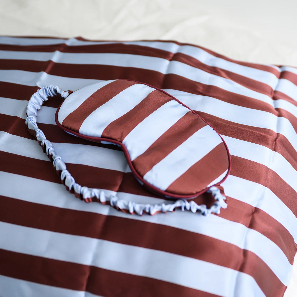 100% Pure Silk Gift Set - Cocoa And Sky Blue Stripe