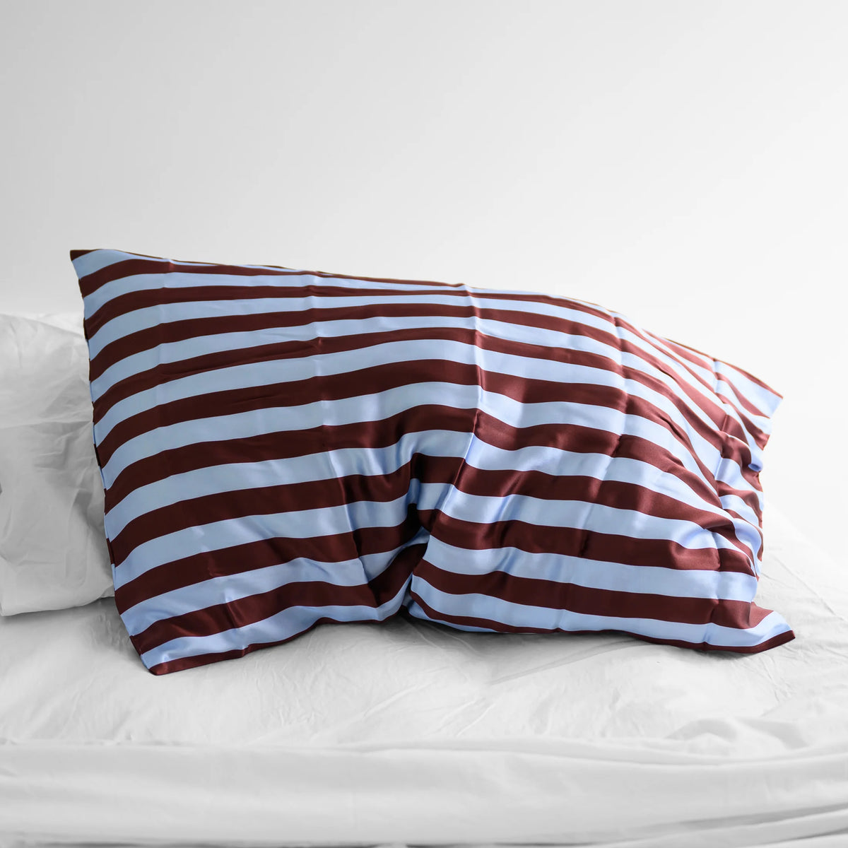 Silk Pillowcase Cocoa & Sky Blue Stripe