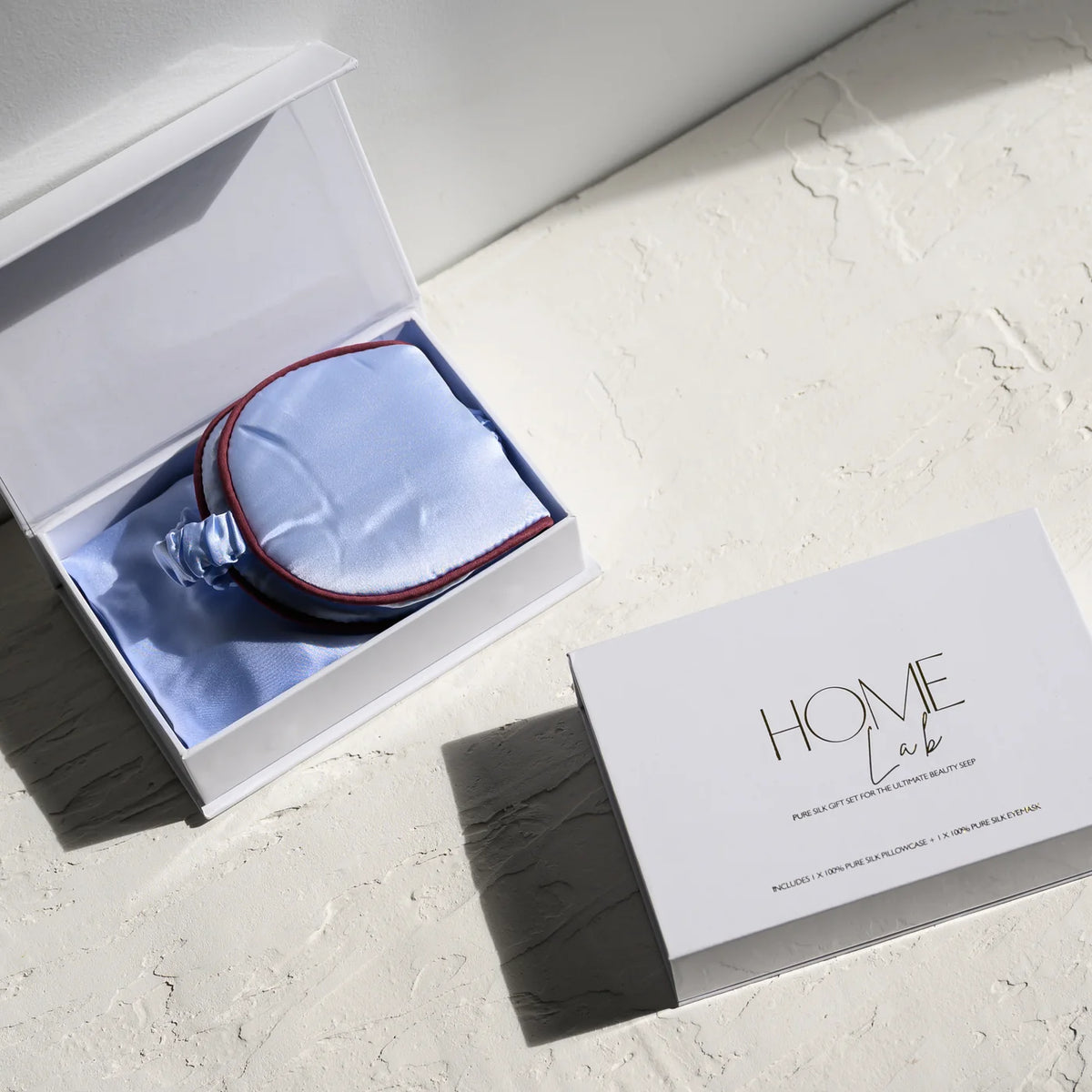 100% Pure Silk Gift Set Sky Blue & Cocoa Piping