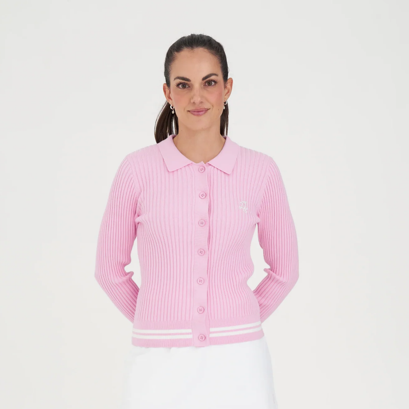 Womens Fields Rib Cardigan - Camellia