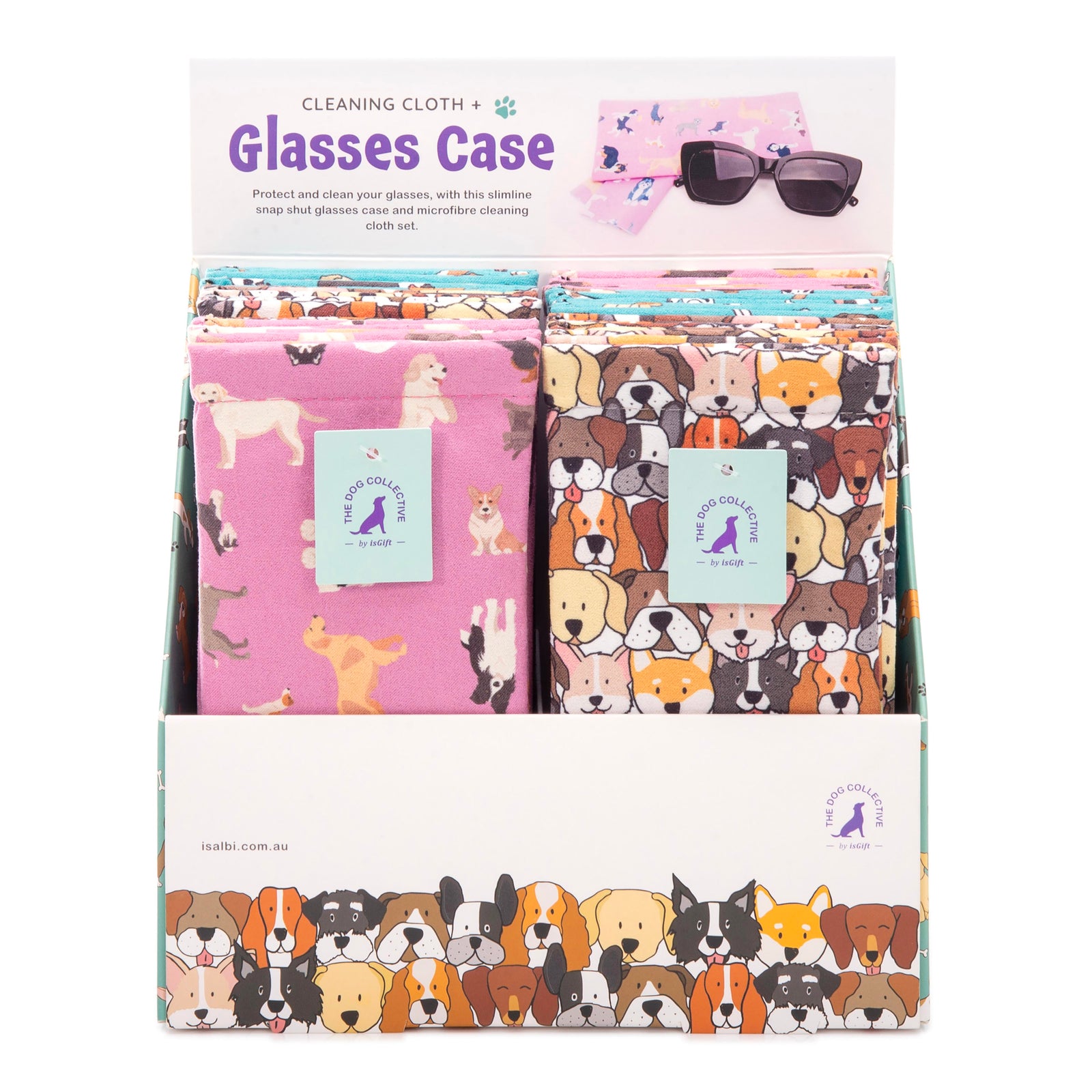 The Dog Collective Snap Shut Glasses Case & Cleaning Cloth Assorted