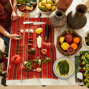 Selene Stripe Tea Towel - Flame